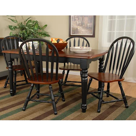 Five-Piece Sculptured Edge Table & Deluxe Windsor Side Chairs Set